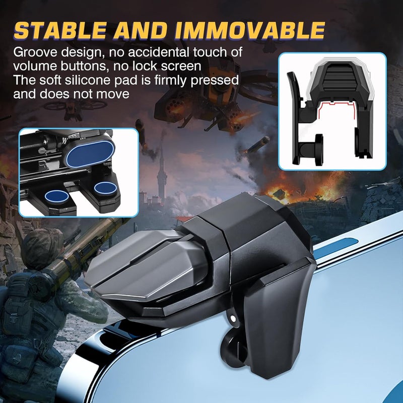 EasEasy PUBG Game Trigger, Mobile Phone Controller Compatible for PUBG/Rules of Survival/Knives Out, 6 Fingers Trigger with Sensitive Aim and Shoot Smartphone Joystick for iPhone & Android-Black - Image 5